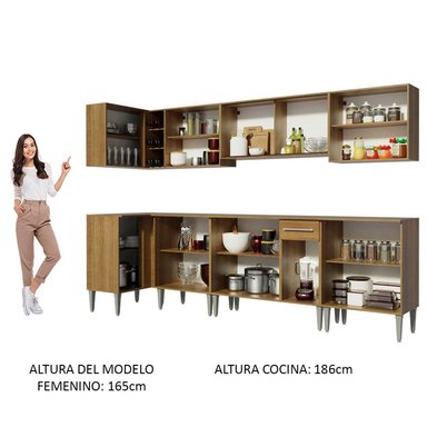 MUEBLE DE COCINA MADESA EMILLY INTEGRAL MEGA 357 CM MARRÓN 03 - 4
