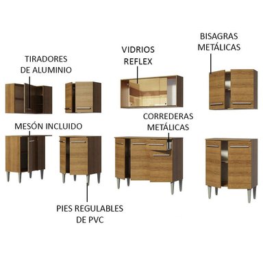 MUEBLE DE COCINA MADESA EMILLY INTEGRAL MEGA 357 CM MARRÓN 03 - 5