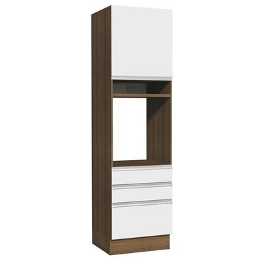 MUEBLE DE COCINA MADESA GLAMY 3 CAJONES TORRE PARA HORNOS 1 PUERTA Y 60 CM MARRÓN/BLANCO