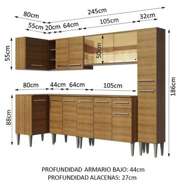 MUEBLE DE COCINA INTEGRAL EMILLY WAVE 325 CM MARRÓN 04 - 3