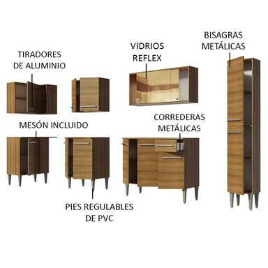 MUEBLE DE COCINA INTEGRAL EMILLY WAVE 325 CM MARRÓN 04 - 4