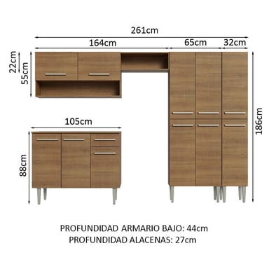 MUEBLE DE COCINA INTEGRAL EMILLY 261 CM MARRÓN 02 - 4