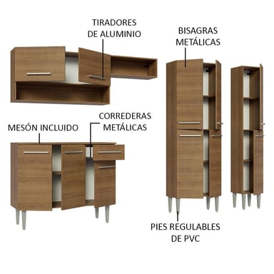 MUEBLE DE COCINA INTEGRAL EMILLY 261 CM MARRÓN 02 - 5