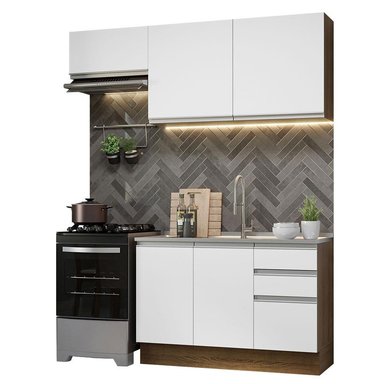 MUEBLE DE COCINA INTEGRAL GLAMY 180 CM 09 - MARRÓN/BLANCO