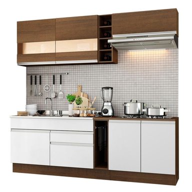 MUEBLE DE COCINA MADESA GLAMY INTEGRAL PARMA 220 CM MARRÓN/BLANCO/MARRÓN 02
