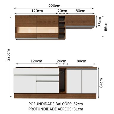 MUEBLE DE COCINA MADESA GLAMY INTEGRAL PARMA 220 CM MARRÓN/BLANCO/MARRÓN 02 - 3