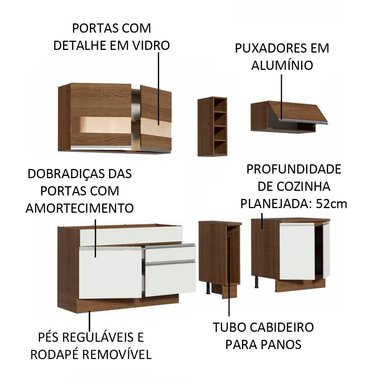 MUEBLE DE COCINA MADESA GLAMY INTEGRAL PARMA 220 CM MARRÓN/BLANCO/MARRÓN 02 - 4