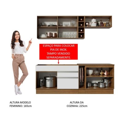 MUEBLE DE COCINA MADESA GLAMY INTEGRAL PARMA 220 CM MARRÓN/BLANCO/MARRÓN 02 - 5