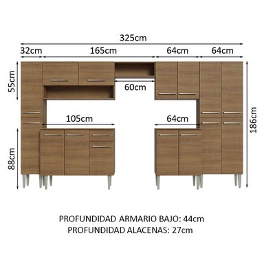 MUEBLE DE COCINA INTEGRAL EMILLY 325 CM MARRÓN 02 - 3