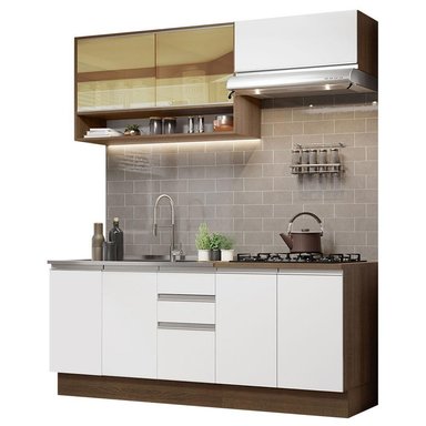 MUEBLE DE COCINA MADESA GLAMY INTEGRAL 200 CM MARRÓN/BLANCO 03