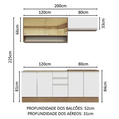 MUEBLE DE COCINA MADESA GLAMY INTEGRAL 200 CM MARRÓN/BLANCO 03 - 3