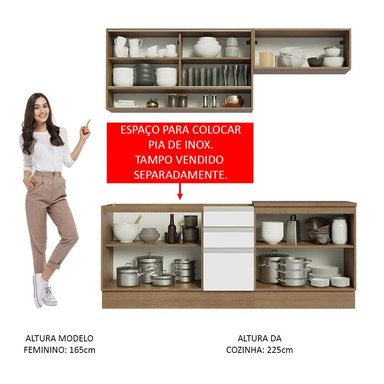 MUEBLE DE COCINA MADESA GLAMY INTEGRAL 200 CM MARRÓN/BLANCO 03 - 5