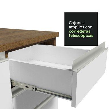 KIT MADESA GLAMY 3 CAJONES 2 MUEBLES DE COCINA 4 PUERTAS Y 200 CM MARRÓN/BLANCO - 6