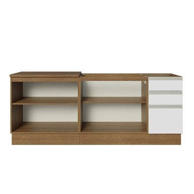 KIT MADESA GLAMY 3 CAJONES 2 MUEBLES DE COCINA 4 PUERTAS Y 200 CM MARRÓN/BLANCO - 8