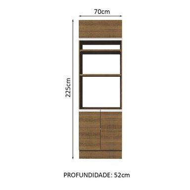 MUEBLE DE COCINA MADESA GLAMY TORRE PARA HORNOS 3 PUERTAS 70 CM MARRÓN - 2