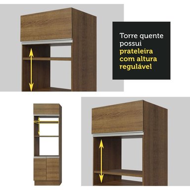 MUEBLE DE COCINA MADESA GLAMY TORRE PARA HORNOS 3 PUERTAS 70 CM MARRÓN - 9