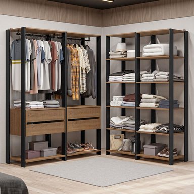 ROPERO MADESA MODULADO ABIERTO VALENCIA 358 CM 3 4 CAJONES NEGRO - 2