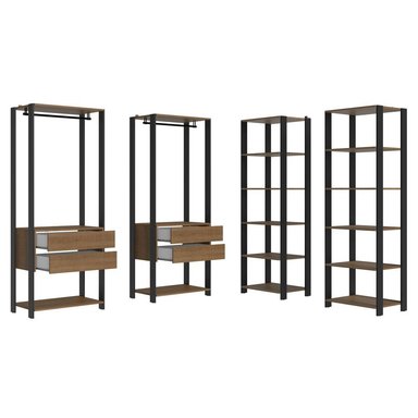 ROPERO MADESA MODULADO ABIERTO VALENCIA 358 CM 3 4 CAJONES NEGRO - 4