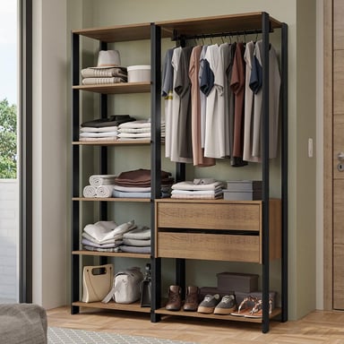 ROPERO MADESA MODULADO ABIERTO VALENCIA 129 CM NEGRO - 2