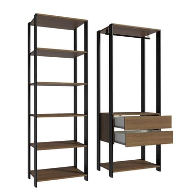 ROPERO MADESA MODULADO ABIERTO VALENCIA 129 CM NEGRO - 4