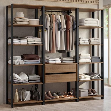 ROPERO MODULADO ABIERTO VALENCIA 188 CM 01 - MARRÓN/NEGRO - 2