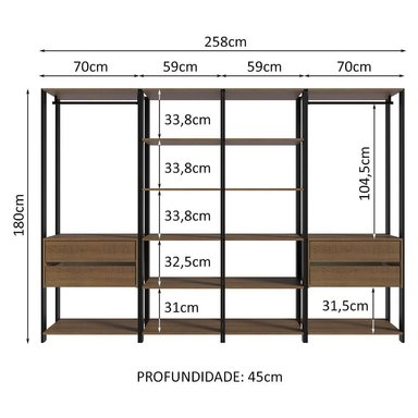 ROPERO MADESA MODULADO ABIERTO VALENCIA 258 CM 2 NEGRO - 3