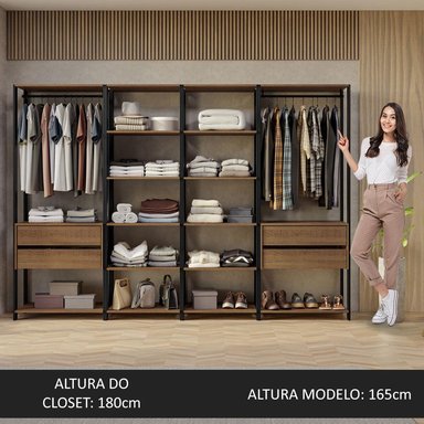 ROPERO MADESA MODULADO ABIERTO VALENCIA 258 CM 2 NEGRO - 5