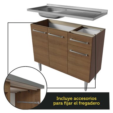 MUEBLE DE COCINA MADESA EMILLY 105 CM CON LAVADERO - 6