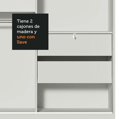 ROPERO MADESA 104409A1E LUKE CORREDIZAS 1 ESPEJO 2 PUERTAS BLANCO - 7