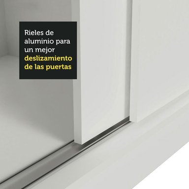 ROPERO MADESA 104409A1E LUKE CORREDIZAS 1 ESPEJO 2 PUERTAS BLANCO - 8