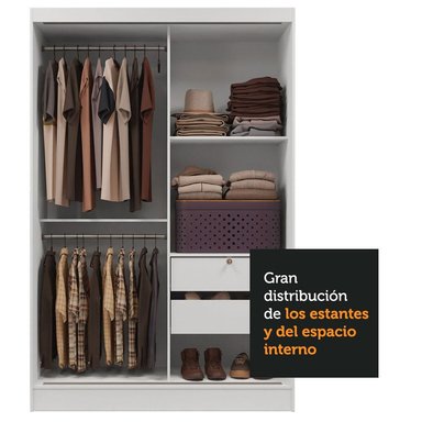 ROPERO MADESA 104409A-2E LUKE CORREDIZAS ESPEJOS 2 PUERTAS BLANCO - 6