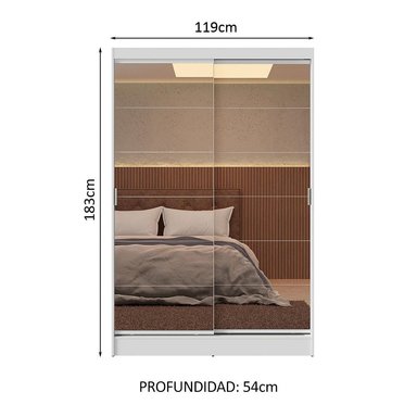 ROPERO MADESA 1144092E MAX CORREDIZAS ESPEJOS 2 PUERTAS BLANCO - 3