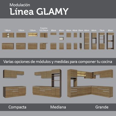 MUEBLE DE COCINA INTEGRAL GLAMY 200 CM - MARRÓN 07 - 2
