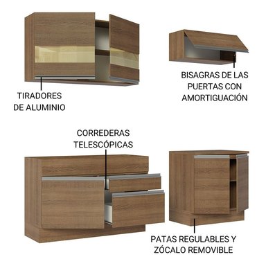 MUEBLE DE COCINA INTEGRAL GLAMY 200 CM - MARRÓN 07 - 4