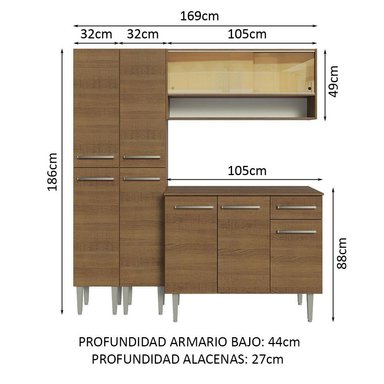 MUEBLE DE COCINA INTEGRAL EMILLY 169 CM MARRÓN 13 - 3