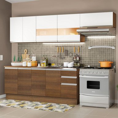 MUEBLE DE COCINA MADESA GLAMY INTEGRAL MARCELA 280 CM MARRÓN/MARRÓN/BLANCO 03