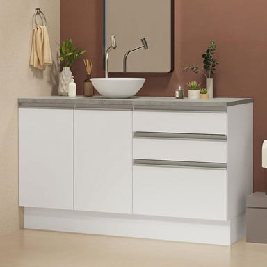 GABINETE MADESA BLANCO BAÑO 2 PUERTAS 3 CAJONES 140 CM - 2
