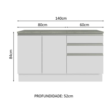 GABINETE MADESA BLANCO BAÑO 2 PUERTAS 3 CAJONES 140 CM - 3