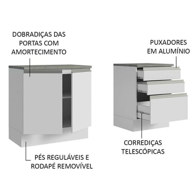 GABINETE MADESA BLANCO BAÑO 2 PUERTAS 3 CAJONES 140 CM - 4