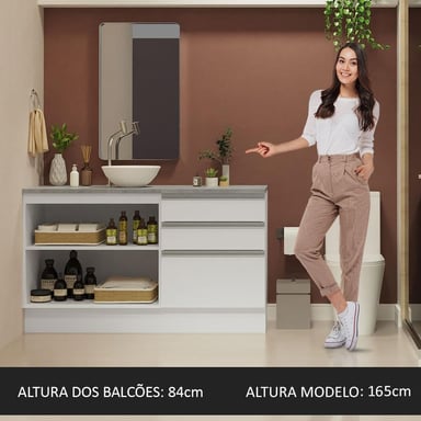 GABINETE MADESA BLANCO BAÑO 2 PUERTAS 3 CAJONES 140 CM - 5