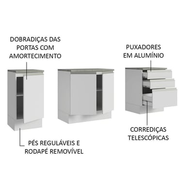 GABINETE MADESA BLANCO BAÑO 3 PUERTAS 3 CAJONES 180 CM - 4