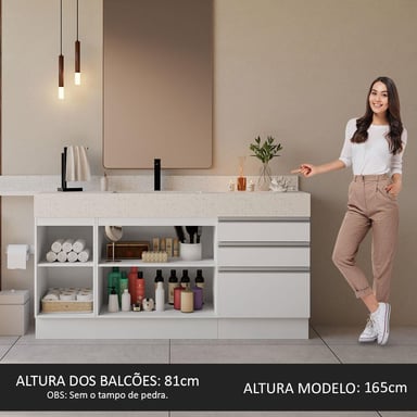 GABINETE MADESA BLANCO BAÑO 3 PUERTAS 3 CAJONES 180 CM - 5