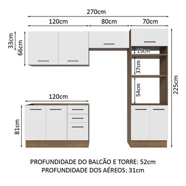 MUEBLE DE COCINA MADESA INTEGRAL AGATA 270 CM MARRÓN/BLANCO 08 - 3
