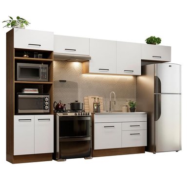 MUEBLE DE COCINA MADESA INTEGRAL AGATA 350 CM MARRÓN/BLANCO 01