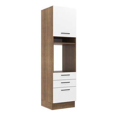 MUEBLE DE COCINA MADESA 3 CAJONES TORRE PARA HORNOS 1 PUERTA Y AGATA 60 CM MARRÓN/BLANCO