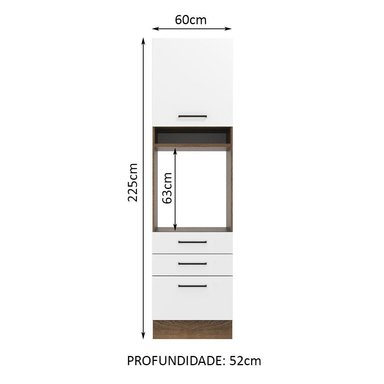 MUEBLE DE COCINA MADESA 3 CAJONES TORRE PARA HORNOS 1 PUERTA Y AGATA 60 CM MARRÓN/BLANCO - 2