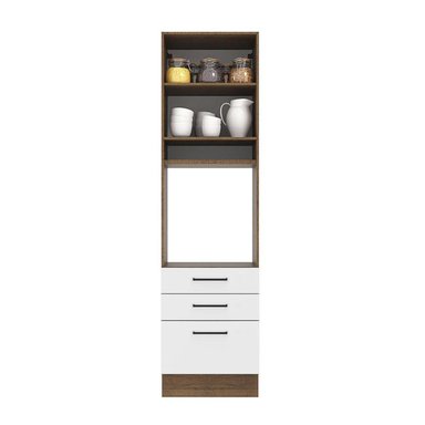 MUEBLE DE COCINA MADESA 3 CAJONES TORRE PARA HORNOS 1 PUERTA Y AGATA 60 CM MARRÓN/BLANCO - 3