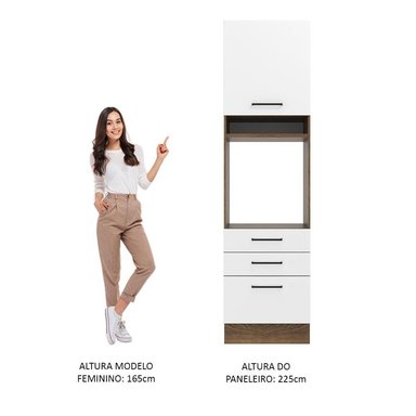 MUEBLE DE COCINA MADESA 3 CAJONES TORRE PARA HORNOS 1 PUERTA Y AGATA 60 CM MARRÓN/BLANCO - 5
