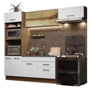 MUEBLE DE COCINA MADESA INTEGRAL AGATA 270 CM MARRÓN/BLANCO 04