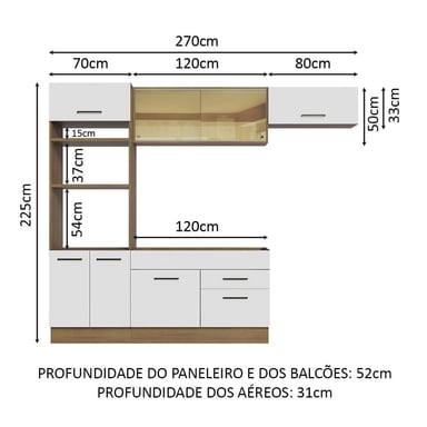 MUEBLE DE COCINA MADESA INTEGRAL AGATA 270 CM MARRÓN/BLANCO 04 - 3